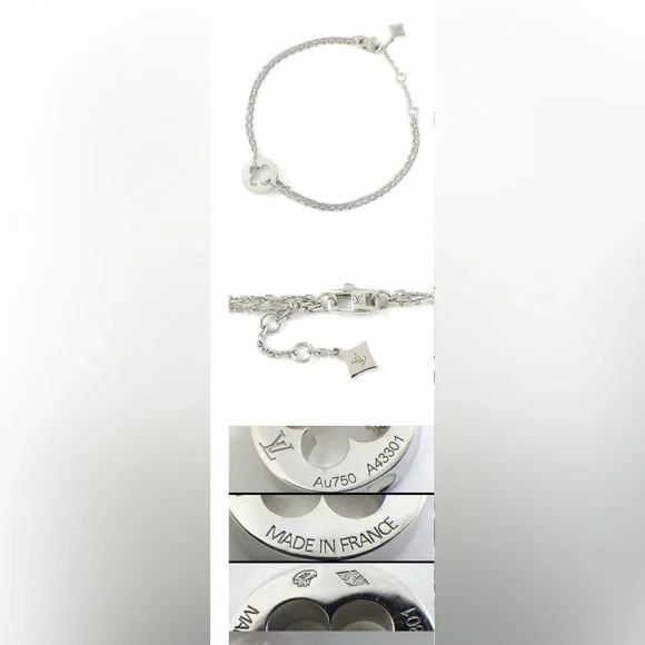 LOUIS VUITTON EMPREINTE DOUBLE CHAIN BRACELET - Solid 18K White Gold - Picture 4 of 8